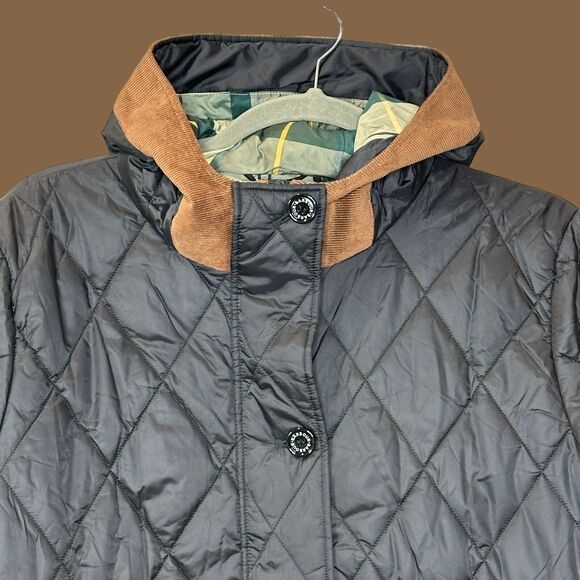 Barbour Mickley Quilted Jacket Black Ancient Full Zip Button Panel Women 2X NWT - Picture 7 of 14